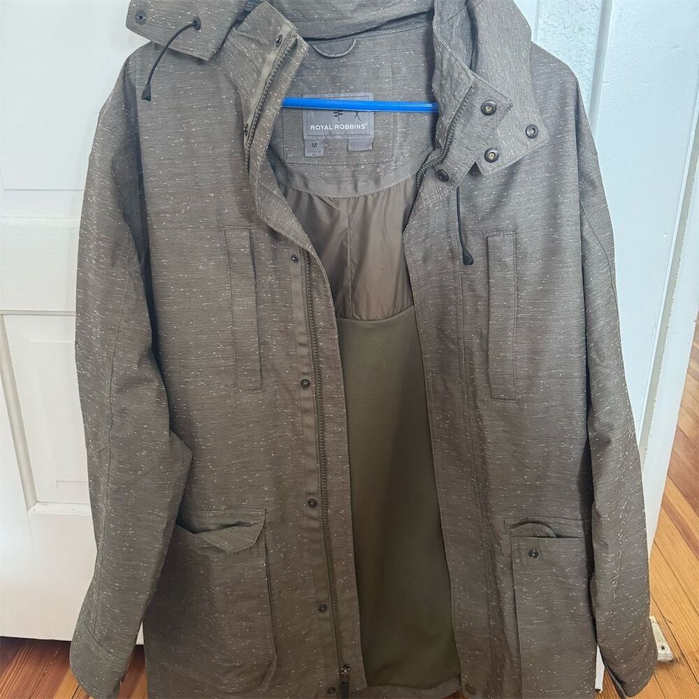 Royal Robbins Unisex Outer Shell Jacket M Brown Secure Zippered Pockets